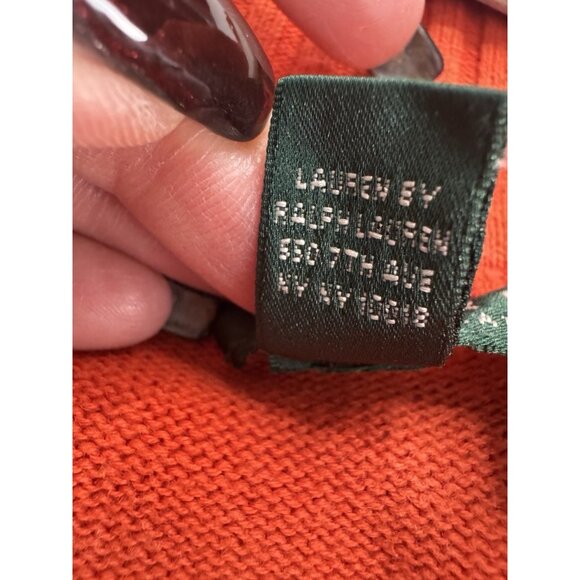 Lauren RL Womens 2X Orange Sweater Funnel Neck Button Cozy Autumn Classic Preppy - Picture 10 of 13